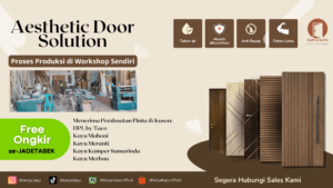 terima permintaan custom pintu kayu solid berbahan kayu mahoni, meranti, kamper samarinda, merbau, dan jati