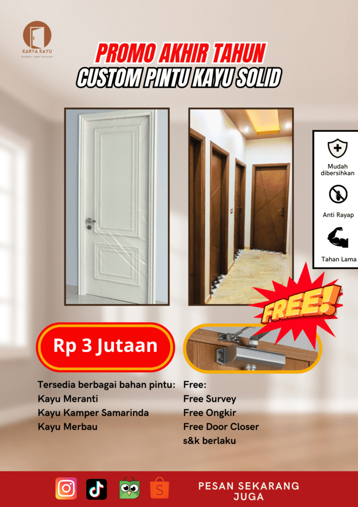 promo custom pintu kayu solid free door closer